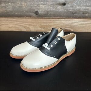 Kesco Black White Lace-up Saddle Shoes Uniform Halloween 50’s READ Size 10-10.5B